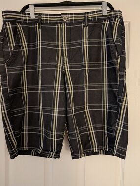 Tony Hawk Black/White/Yellow Plaid Cotton Shorts 36x12